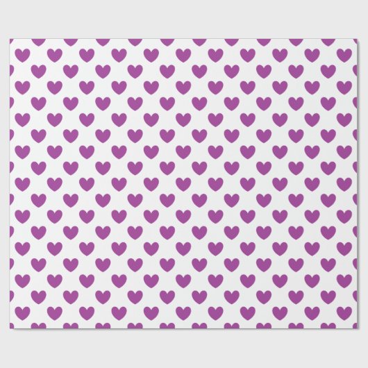 Paarse polka harten wit cadeaupapier (Vlak)