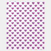 Paarse polka harten wit fleece deken (Voorkant)