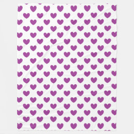 Paarse polka harten wit fleece deken