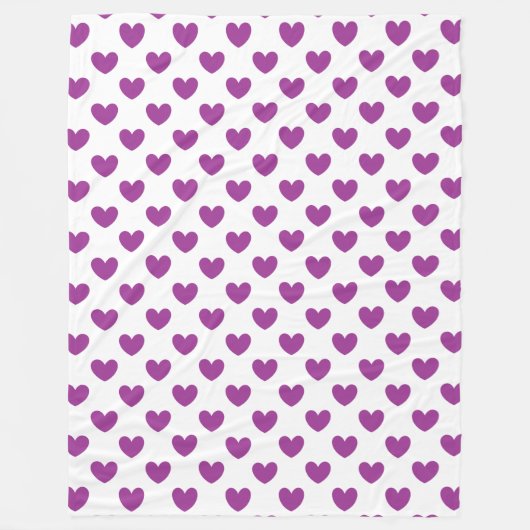 Paarse polka harten wit fleece deken (Voorkant)