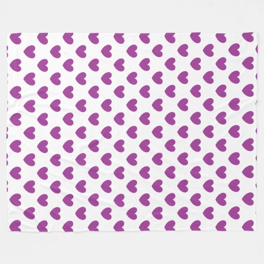 Paarse polka harten wit fleece deken (Voorkant (Horizontaal))