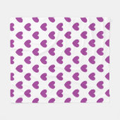 Paarse polka harten wit fleece deken (Voorkant (Horizontaal))