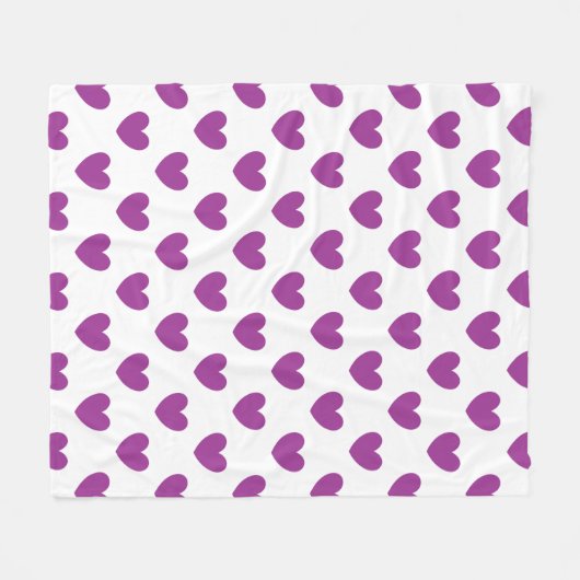 Paarse polka harten wit fleece deken (Voorkant (Horizontaal))