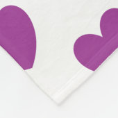 Paarse polka harten wit fleece deken (Hoek)