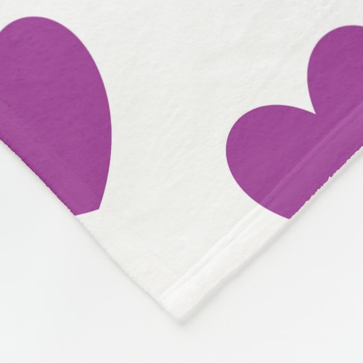 Paarse polka harten wit fleece deken (Hoek)