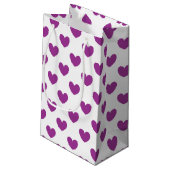 Paarse polka harten wit klein cadeauzakje (Achterkant Gekanteld)