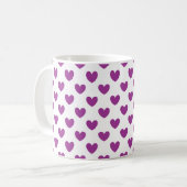 Paarse polka harten wit koffiemok (Voorkant links)
