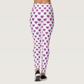 Paarse polka harten wit leggings (Achterkant)