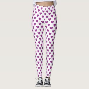Paarse polka harten wit leggings