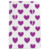 Paarse polka harten wit medium cadeauzakje (Voorkant)