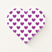 Paarse polka harten wit notitieboek (Achterkant)