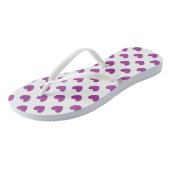 Paarse polka harten wit teenslippers (Schuin)