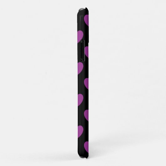 Paarse polka harten zwart Case-Mate iPhone case (Achterkant/rechts)