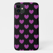 Paarse polka harten zwart Case-Mate iPhone case (Achterkant)