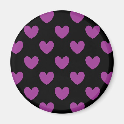 Paarse polka harten zwart magneet (Voorkant)