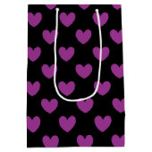 Paarse polka harten zwart medium cadeauzakje (Achterkant)