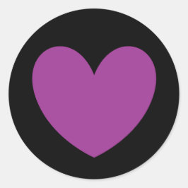 Paarse polka harten zwart ronde sticker