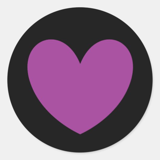 Paarse polka harten zwart ronde sticker (Voorkant)