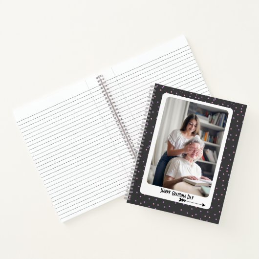 Paarse Polka Oma Foto Notitieboek (Binnen)