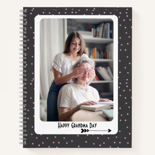 Paarse Polka Oma Foto Notitieboek (Voorkant)