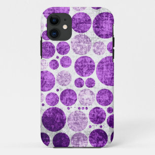 Paarse polka-punten naadloze grijpwandachtergrond iPhone 11 hoesje