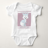 Paarse Polka-Stippen Baby Arctic Fox gepersonalise Romper (Voorkant)