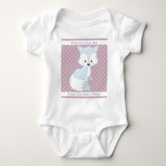Paarse Polka-Stippen Baby Arctic Fox gepersonalise Romper (Voorkant)