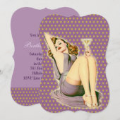 paarse polka stippen martini rockabilly pin-up mei kaart (Voorkant / Achterkant)