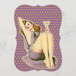 paarse polka stippen martini rockabilly pin-up mei kaart