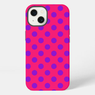 Paarse polka stippen op cerise Case-Mate iPhone ho 13 Hoesje
