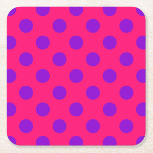 Paarse polka-stippen op kruising kartonnen onderzetters