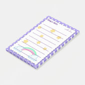 Paarse polka-stippen, schattige sterren en regenbo post-it® notes (Schuin)
