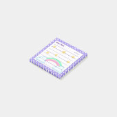 Paarse polka-stippen, schattige sterren en regenbo post-it® notes (Schuin)