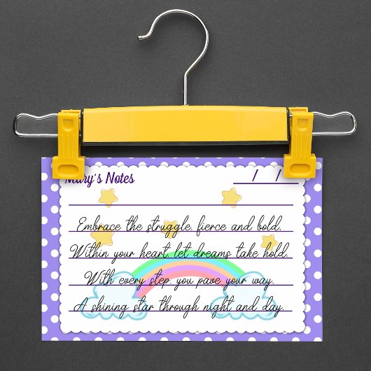 Paarse polka-stippen, schattige sterren en regenbo post-it® notes