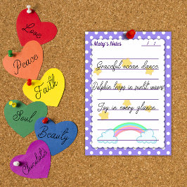 Paarse polka-stippen, schattige sterren en regenbo post-it® notes