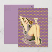 paarse polka stipt martini rockabilly meisje briefkaart (Voorkant / Achterkant)