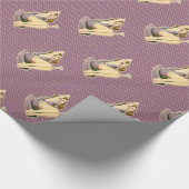 paarse polka stipt martini rockabilly meisje cadeaupapier (Hoek)