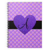 Paarse polka stipt monogram hart notitieboek (Voorkant)