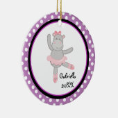 Paarse PolkaDot Hippo Ballerina kerstversiering Keramisch Ornament (Rechts)
