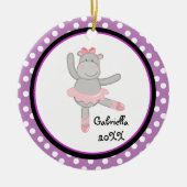 Paarse PolkaDot Hippo Ballerina kerstversiering Keramisch Ornament (Voorkant)