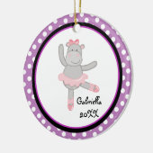 Paarse PolkaDot Hippo Ballerina kerstversiering Keramisch Ornament (Links)