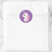 Paarse Polkadots Emoji-Stickers Eenhoorns Ronde Sticker (Tas)