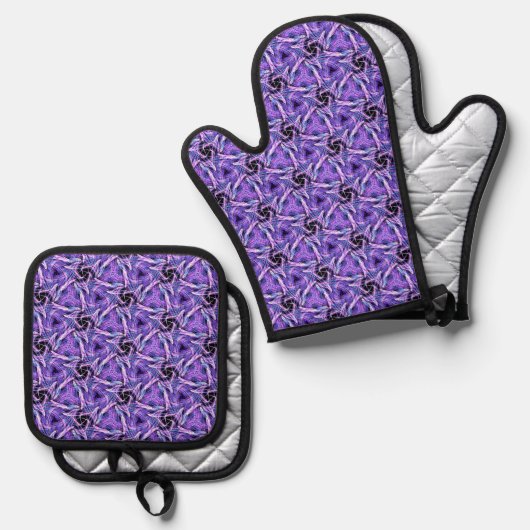 Paarse Polsslag Ovenwant & Pannenlap Set (Voorkant / Achterkant)