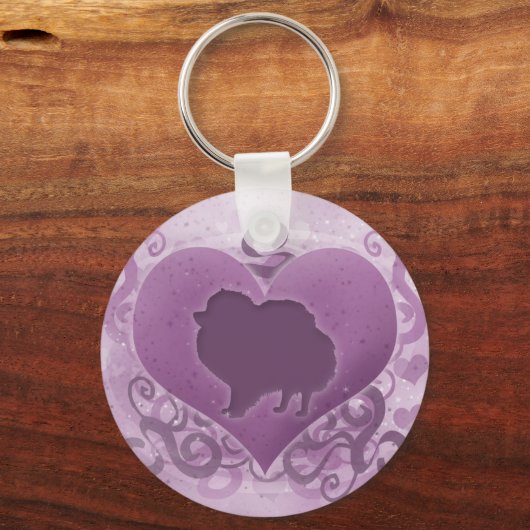 Paarse Pommeren Valentijn Sleutelhanger (Voorkant)