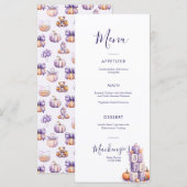 Paarse Pompoen Baby Shower Partijmenu Menu (Voorkant / Achterkant)