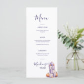 Paarse Pompoen Baby Shower Partijmenu Menu (Staand voorkant)