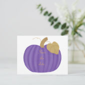Paarse pompoen Bewaar de datum Briefkaarten voor b (Staand voorkant)