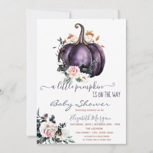 Paarse Pompoen Bloemen, Gestippelde Baby Shower Kaart