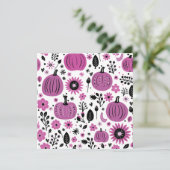 Paarse pompoen en herfst bloem gepersonaliseerd bedankkaart (Staand voorkant)