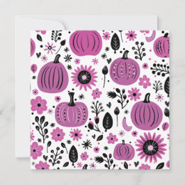 Paarse pompoen en herfst bloem gepersonaliseerd bedankkaart